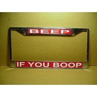 Betty Boop License Plate Frame Metal Beep If You Boop Design Red