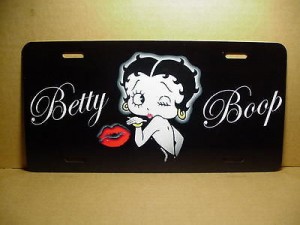 Betty Boop Metal License Plate Winking Design