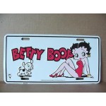 Betty Boop Metal License Plate Sitting Design White 