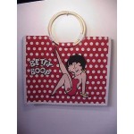 Betty Boop Tote Bag Polka Dot Design With Wood Handles