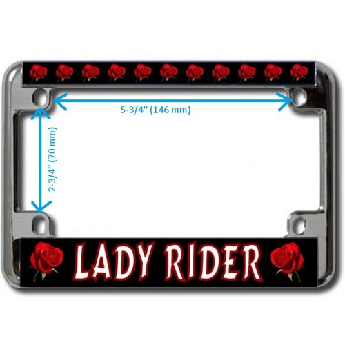 Lady Rider Red Rose Chrome Motorcycle License Plate Frame Free Screw Caps with This Fr 